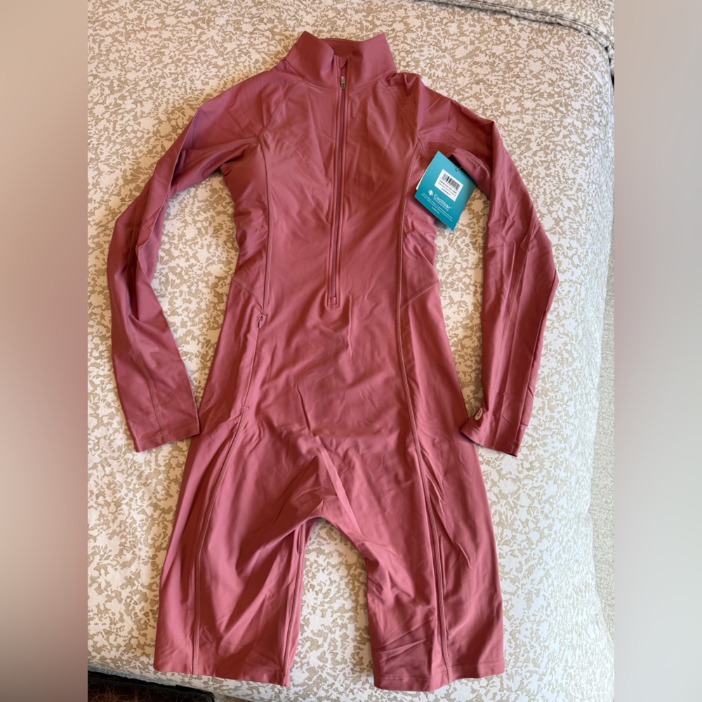 Coolibar knee length long sleeve swimsuit with Sun Protection